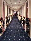 Ship hallway showing our life vests and other gear drying out