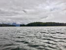 Looking at Robert Island with low clouds and mountains in the background