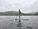 Paddling on his paddle board in Shrimp Bay