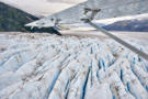 Flying very low close to the ice field of Taku Glacier