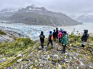 Our hiking group looking down at the base of Lamplugh Glacier