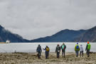 Bushwhacking team waiting for the skiff back to the ship