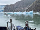 We approached the glacier among the ice in small skiffs
