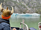 Our skiff captain making sure we did not ground on an iceberg