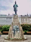 Austurvöllur Square with statue of Jon Sigurösson, a leader of Iceland's independence movement