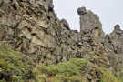 Rugged basalt formations along the rift sides