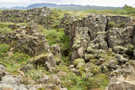 Looking down at the lichen covered boulders near the end of the rift