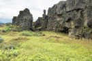 Coming out into the open, the basalt formations continue on one side for a while