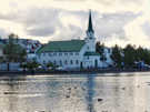 Fríkirkjan (The Free Church) next to the pond in Reykjavik’s center