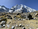 Looking back up at Salkantay just as we start the descent