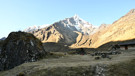 Looking back at Salkantay from the Wayra Lodge