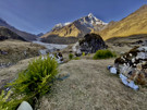 Looking back past Salkantay on the right, glacier on the left