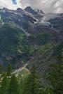 Looking at the peaks, glacier and snow across the valley