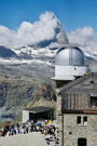 Gornergrat Station with the Matterhorn peaking out from behind its clouds