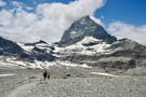 Once pass the lake, the trail starts dropping into a valley below the Matterhorn