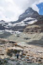 Looking back at the valley we had just come through; the gravel/stone on the other side covers glacial snow