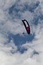 Paragliders flying directly overhead