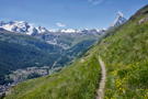 Looking back along the trail with Zermatt below