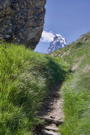 After the steep climb, we get a first peak at the Matterhorn again