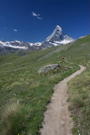 The trail continues following above the valley with the Matterhorn watching over us